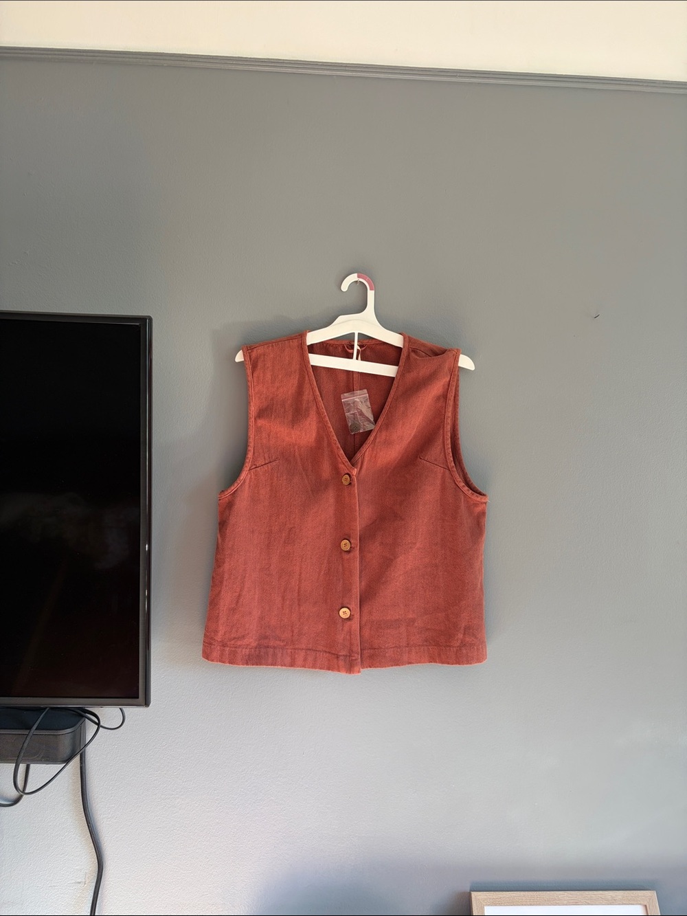 Rust Button-Front Women's Vest - Picture 2 of 5